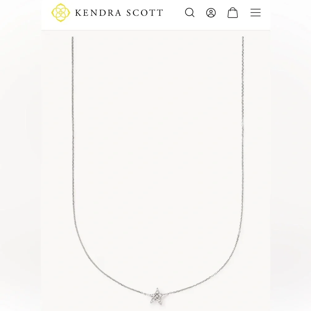 Kendra Scott Fine Jewelry Star 14k White Gold Pendant Necklace White Diamonds - Picture 1 of 3